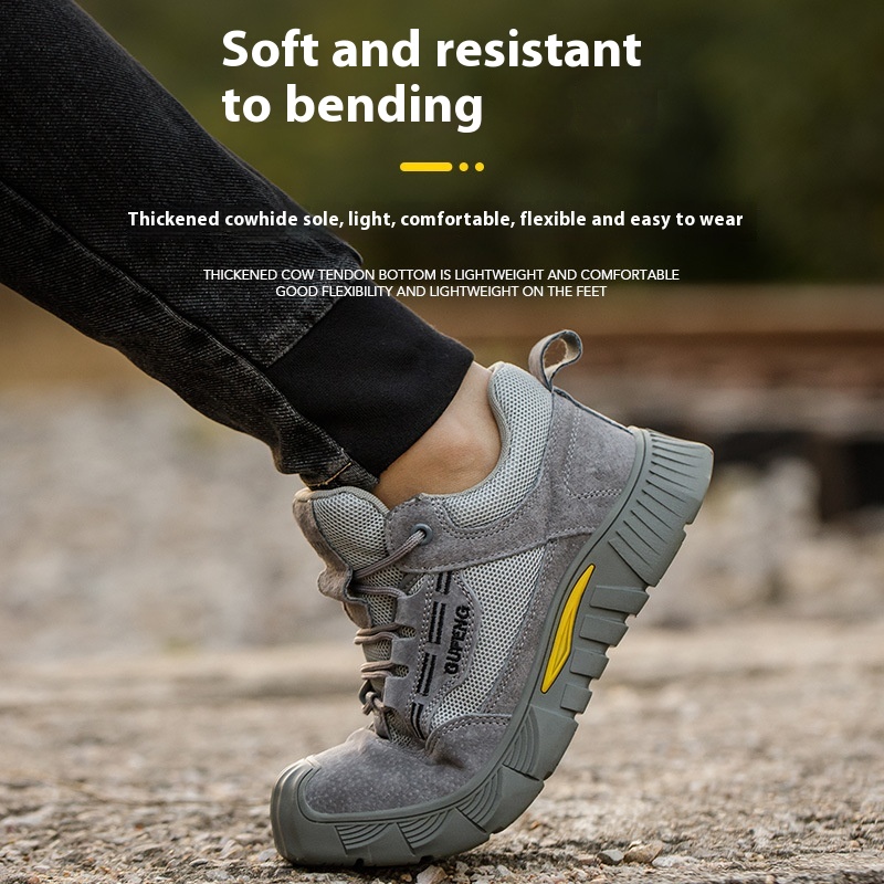 Anti-smashing And Anti-penetration Breathable Non-slip Tendon Bottom Steel Toe Soft And Comfortable Safety Shoes