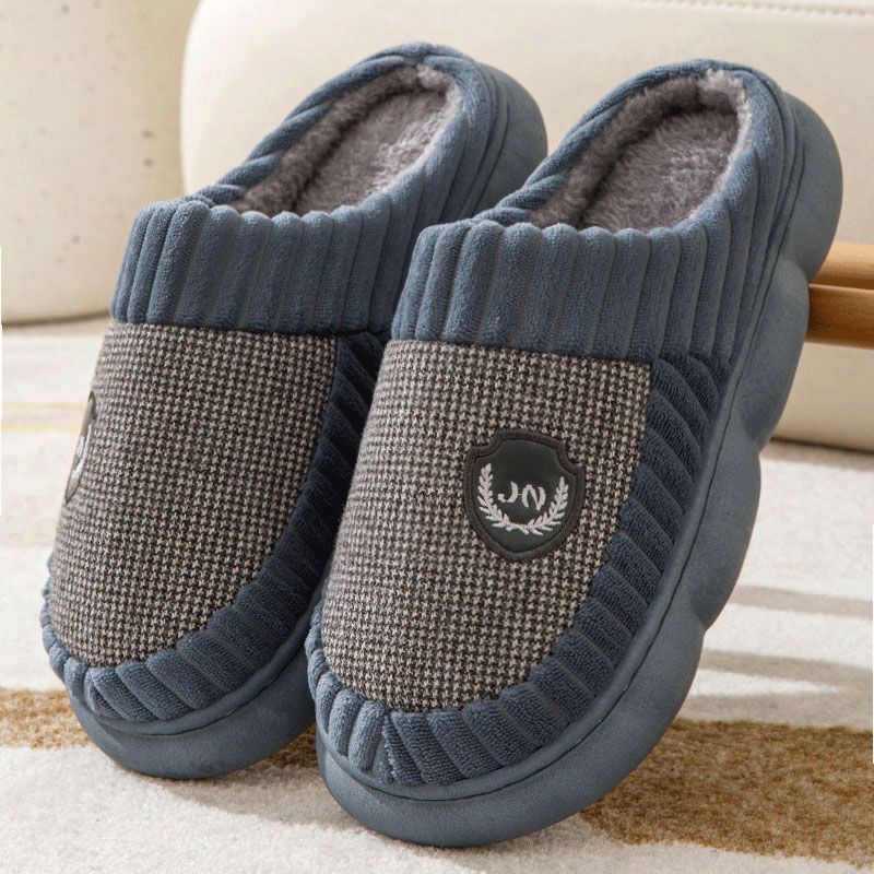 Plus Size Colorblock Plush Slippers For Women Men Winter Warm Home Slipper Indoor Thick-soled Fleece Shoes Couple foto 2