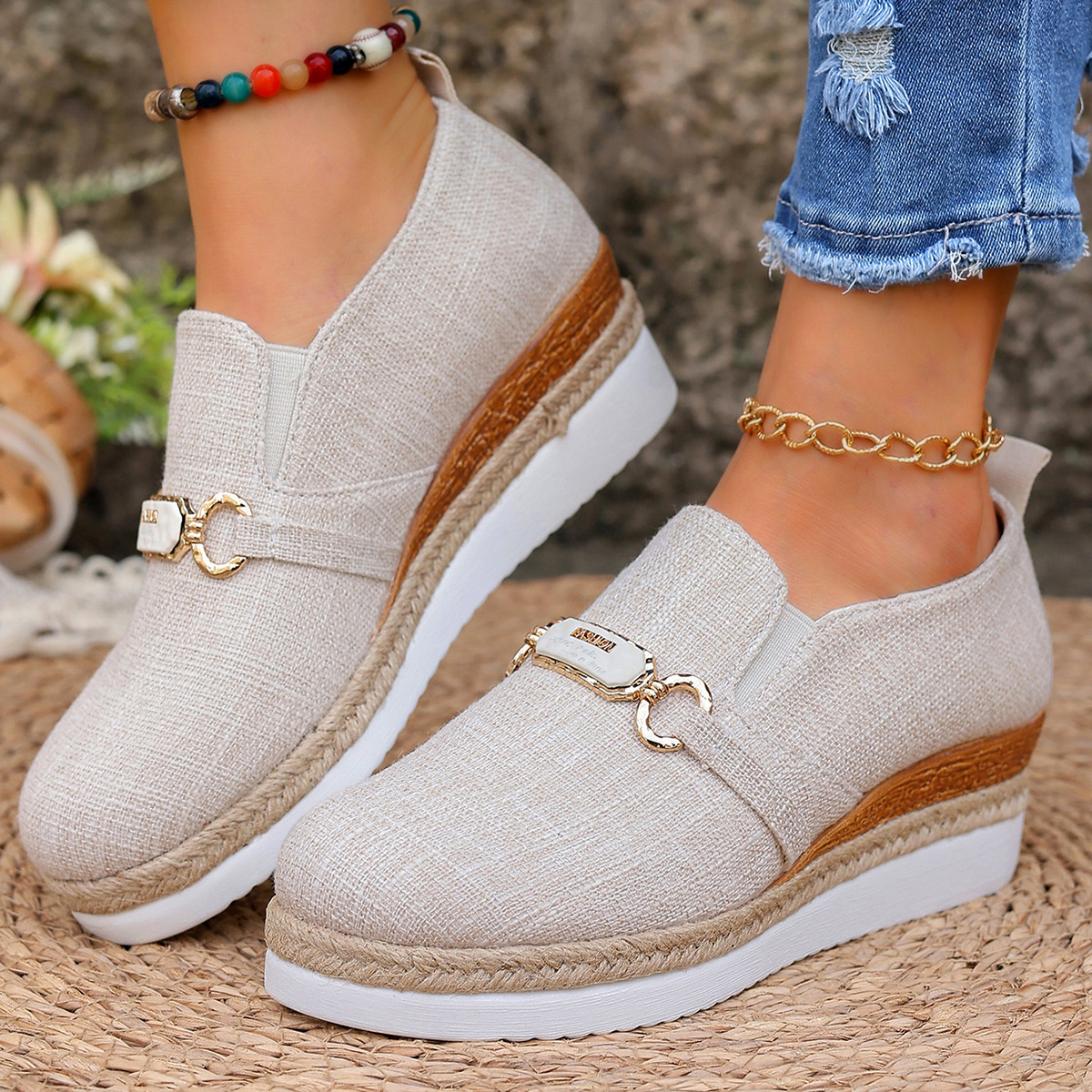 Height-increasing British-style Slip-on Loafers With A Plaid Pattern foto 2