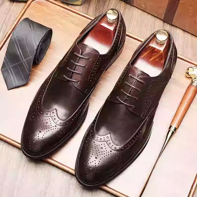 Men's British Pointed Toe Business Formal Wear Wedding Shoes foto 5