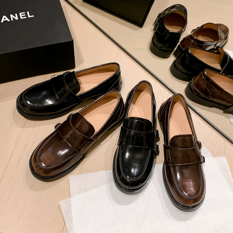 Retro Distressed Brown Round-toe Leather Shoes foto 2
