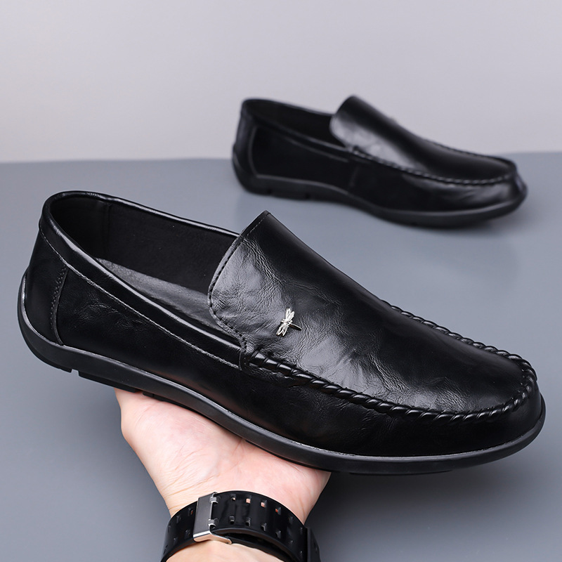 Mens Casual Breathable Leather Slip-on Shoes With A Soft Sole foto 2