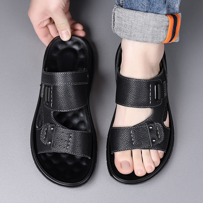 Summer New Mens Sandals Full-grain Leather Outdoor Use