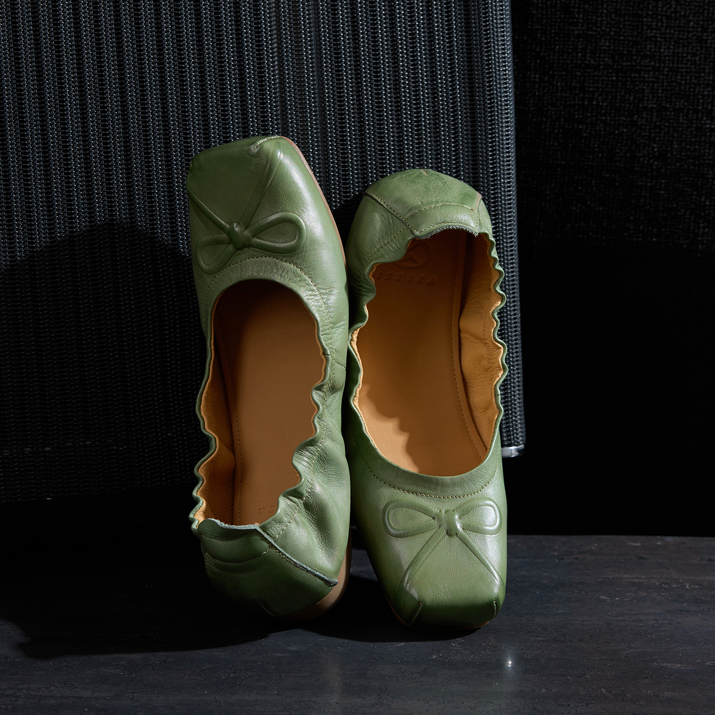 Women's Premium Full Grain Leather Ballet Flats, Square Toe Bow Slip-On Shoes For Women foto 2