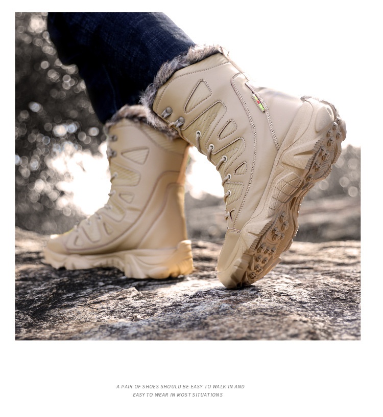 Snow Boots Cotton Boots Winter High-top Fleece-lined Warm Slugged Bottom Lace-up foto 5