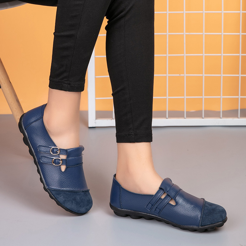 Button Plus Size Casual All-match Low Top Velcro Peas Flat Shoes foto 2