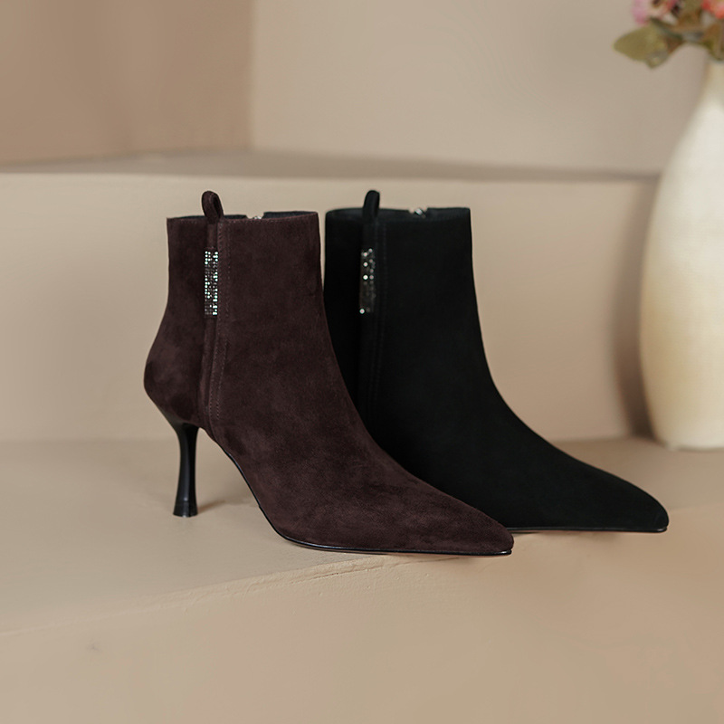 Side Zipper Rhinestone Women's Bare Elegant Woman Martin Boots foto 2