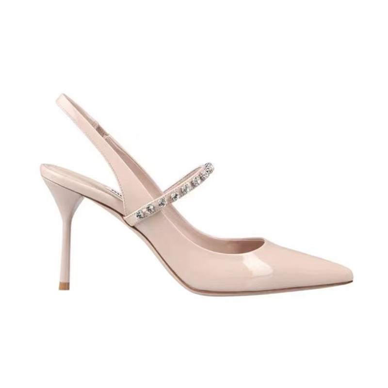 One-strap Closed-toe Rhinestone-studded Stiletto Heels In Genuine Leather For Women foto 4