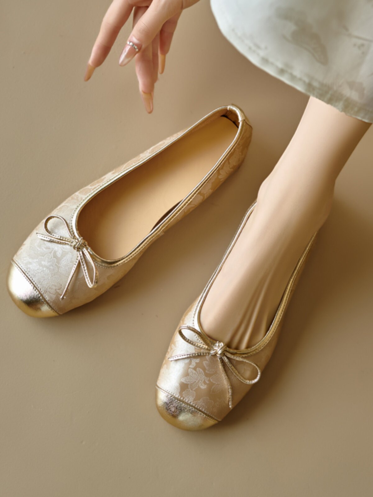 Soft-soled Large-size Ballet Flats With A Bow foto 5