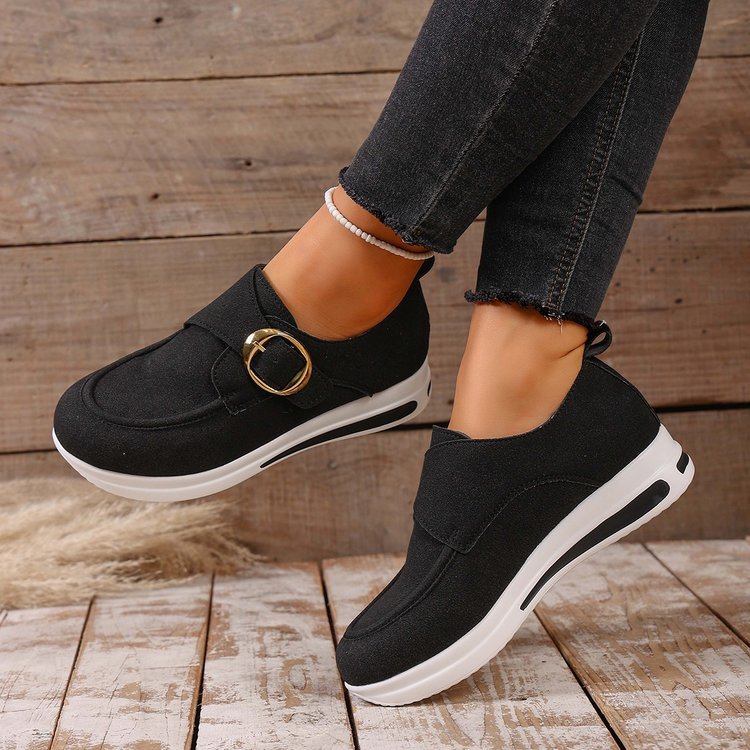 Solid-color Front-laced Casual Slip-on Womens Shoes foto 4