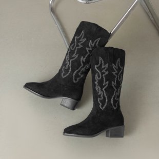 Womens Retro Embroidered Western Cowboy Boots foto 4