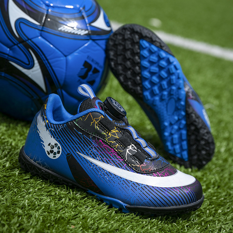 Girls Professional Soccer Shoes Rotating Buckle Broken Nail TF Primary School Students Boys Velcro Grass Non-slip Training Shoes Female foto 5