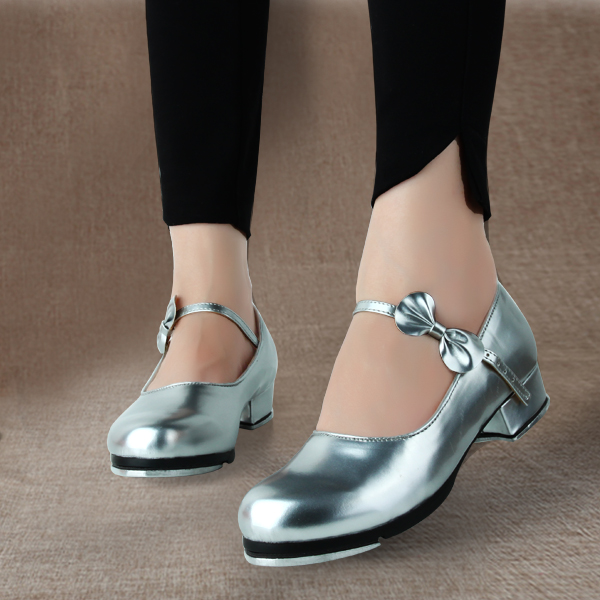 Girls Soft Bottom Glossy Bow Dance Shoe foto 5