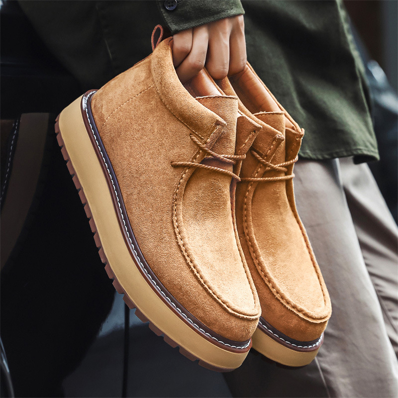 Mens Genuine Leather Suede Kangaroo Shoes Suede Martens Boots foto 4