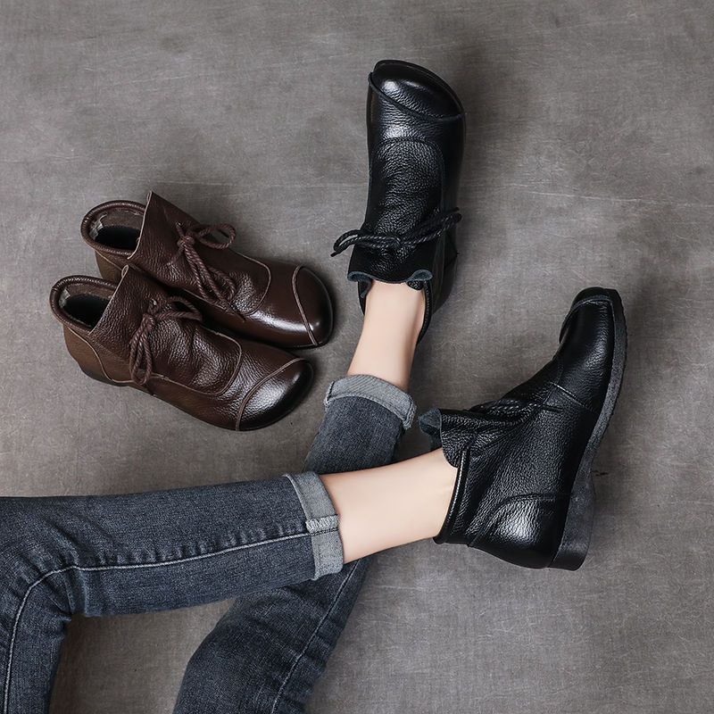 Genuine Leather Comfortable Soft-Soled SpringAutumn Handmade Retro Womens Boots foto 3
