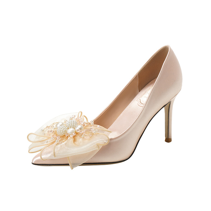 Sweet Bow Bridal Shoes White Wedding Dress foto 2