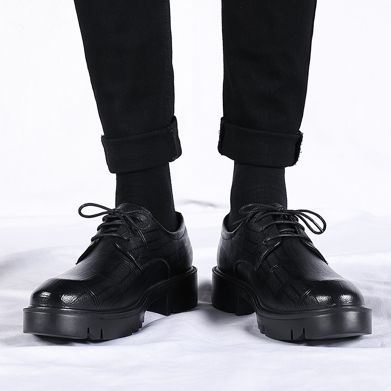 Inner Height Increasing Leather Men's 10cm Business Formal Wear Cowhide Black Casual Shoes foto 2