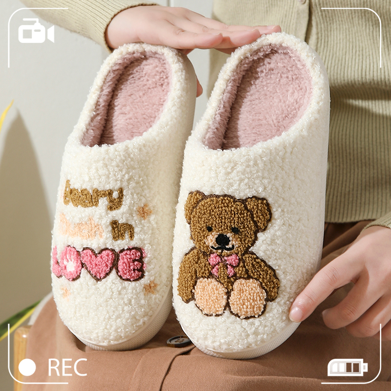 New Home Cute Cartoon Christmas Series Gingerbread Man Winter Cotton Slippers foto 5