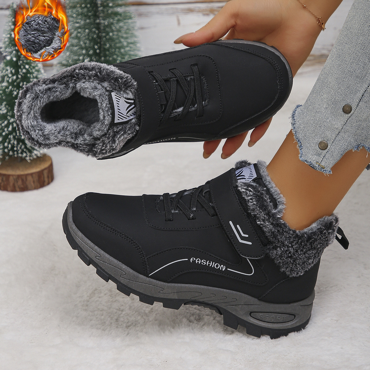 Womens Fleece-Lined Insulated Snow Boots For Cold Weather And Outdoor Use foto 2