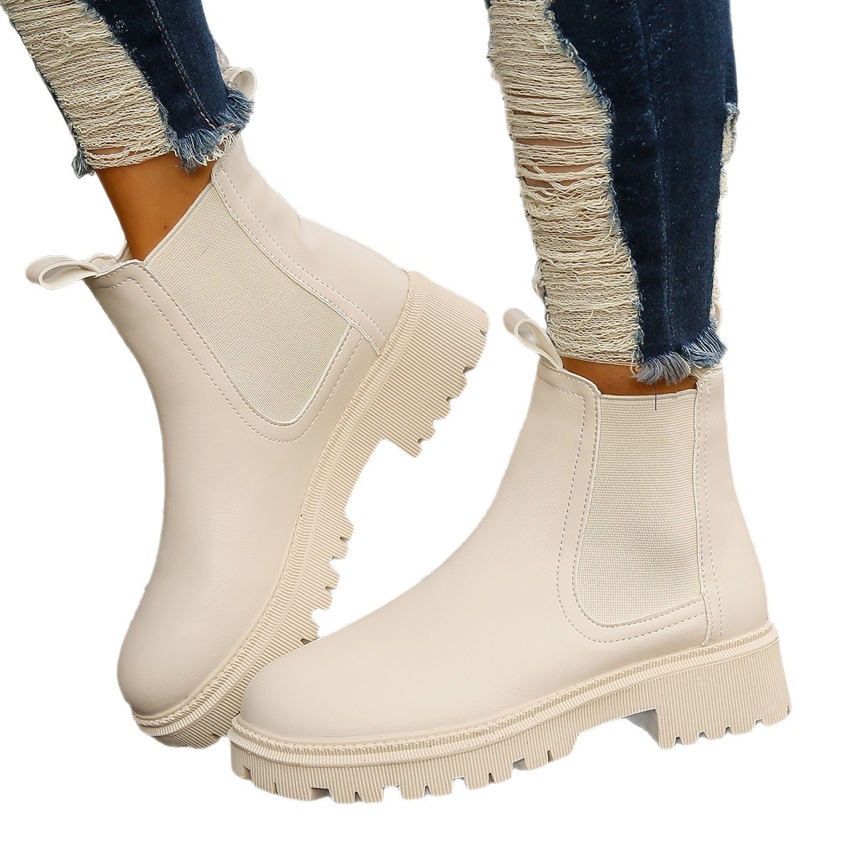 Womens Chunky Heel Martin Bootsankle Boots foto 2