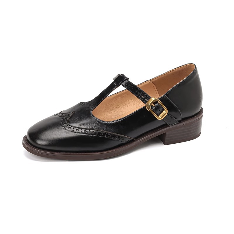 Vintage Brogue British Style Chunky Heel Pumps foto 3
