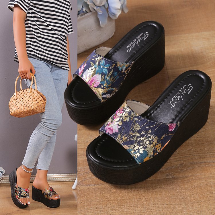 One-strap Wedge Sandals For Women Thick-soled High Heels With A Waterproof Platform Outdoor Beach Slippers foto 2