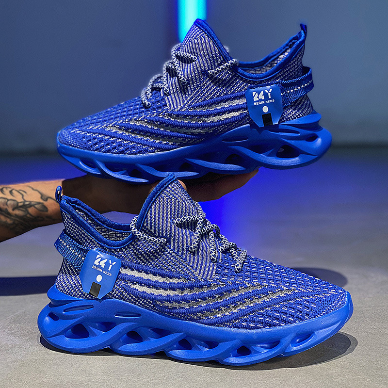 Flyknit Breathable Casual Sneaker Men's Mesh Surface Platform Running Shoes foto 4