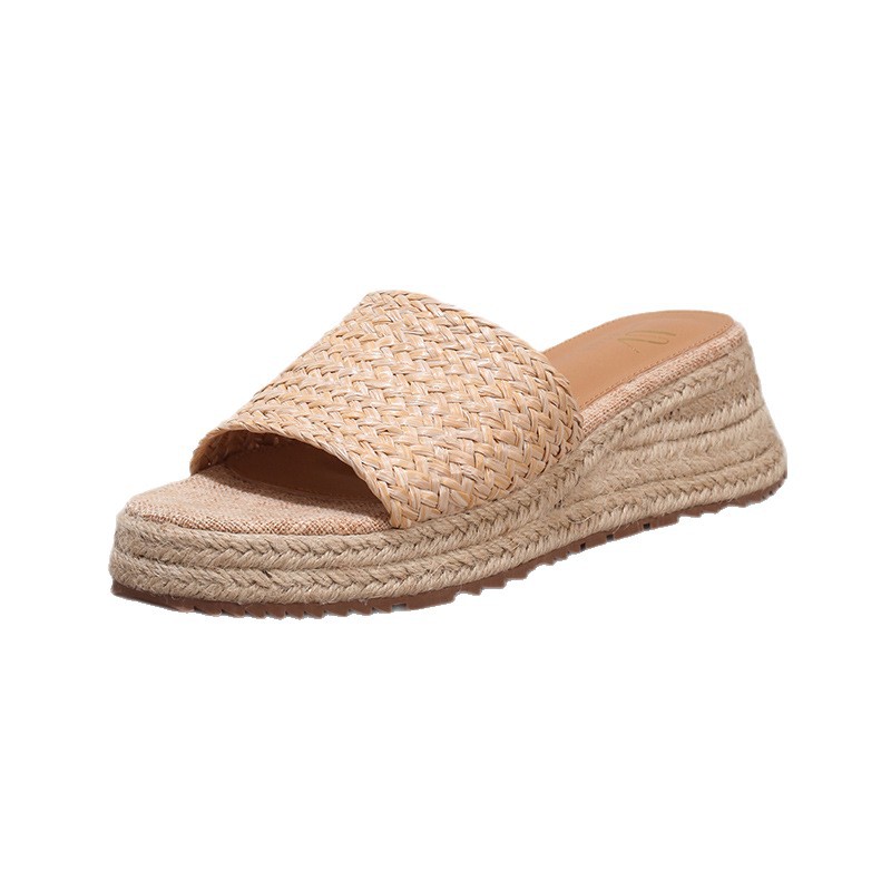 Hemp Rope Wedge Platform Sandals Woven Straw Thong Straps foto 2