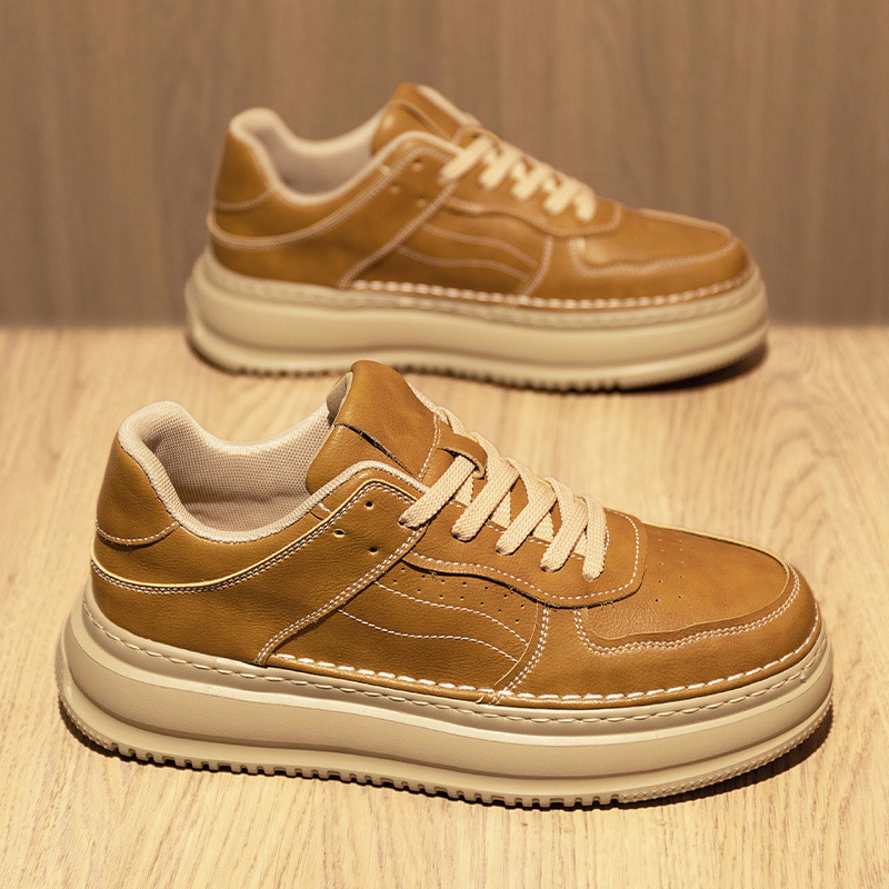 Versatile Leather British Retro Men's Casual Shoes foto 4