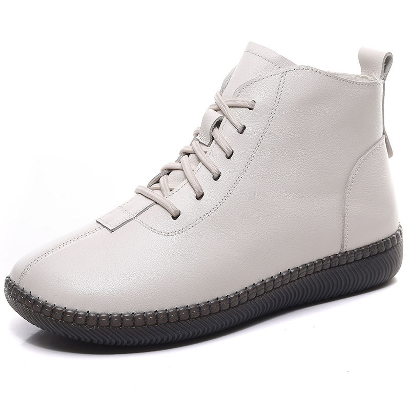 Women's Genuine Leather Soft-soled Lightweight Flat Ankle Boots foto 4