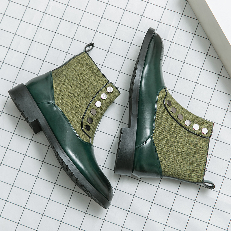 Cloth Stitching High Top Wild British Martin Casual Men's Leather Shoes foto 4
