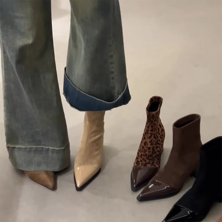 Womens Chunky-heel Skinny High-heeled Boots foto 2