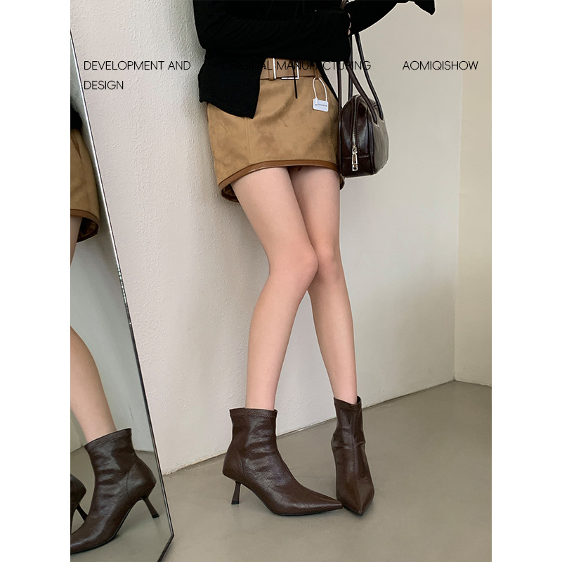 Women's Fashion Pointed Toe Stiletto Heel Ankle Boots foto 3