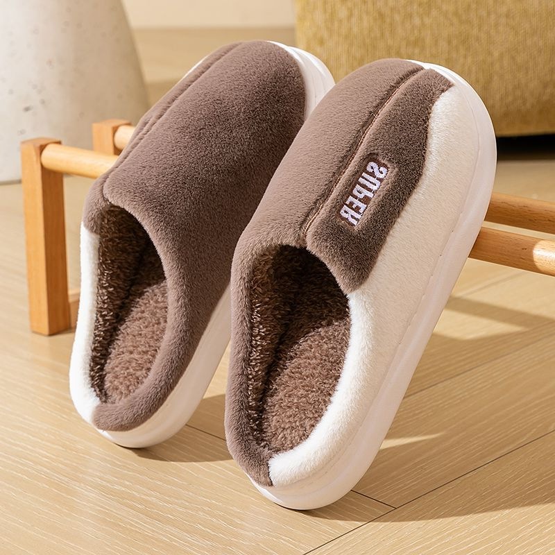 Thick-soled Fleece-lined Non-slip Plush Slippers For Men And Women To Wear At Home foto 3