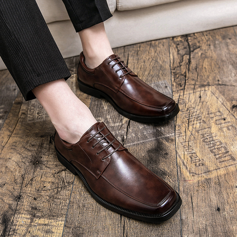 Low-top Square Toe Men's Business Casual Fashion Leather Shoes foto 5