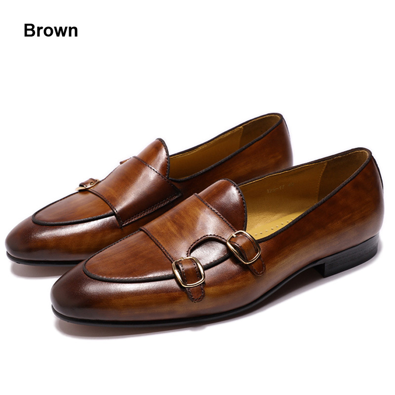 Double Buckle Men's Shoes Top Layer Cowhide Men's Leather Shoes foto 5