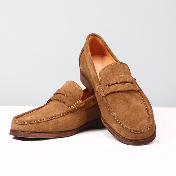 Mens Leather Loafers Genuine Leather Boat Shoes Slip-on Suede foto 2