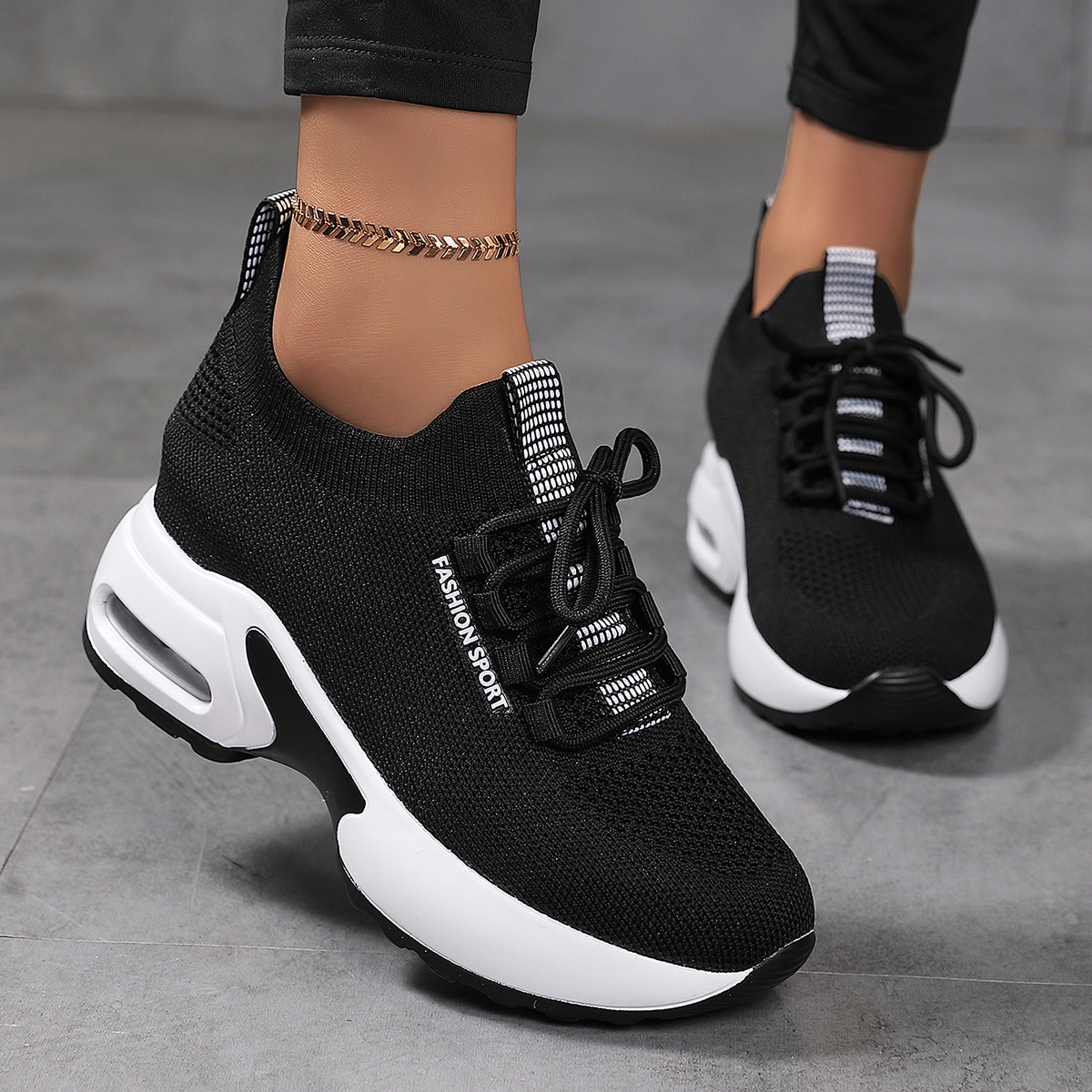 Fly-knit Sneakers Summer Height Increasing Insole Women's Mesh Casual Shoes foto 3