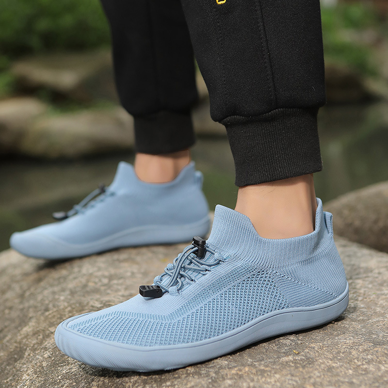Outdoor Large Size Mid-calf Flying Woven Five-finger Wide Head Breathable Non-slip Men's Casual Pumps