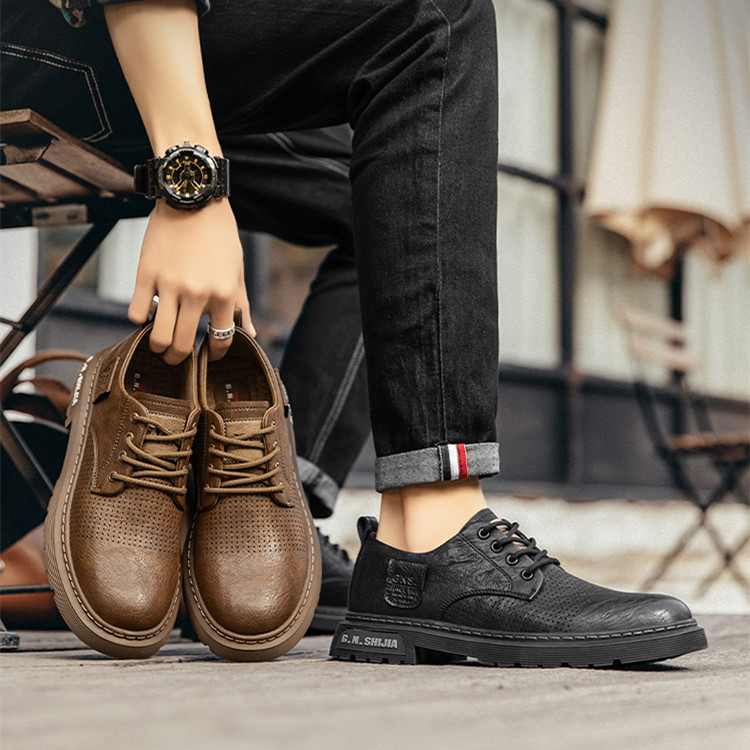 Men's Leather Breathable Business Casual Hollow Leather Shoes foto 4
