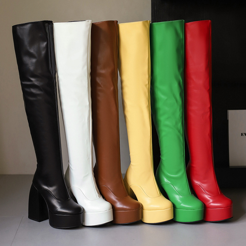 Stylish Casual Plus-size Over-the-knee Boots With A Round Toe And High Heel foto 5