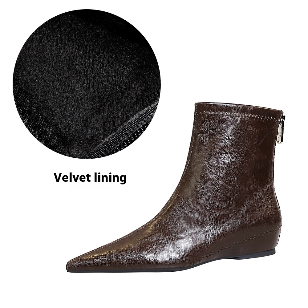 Retro Female Boots Comfortable Low Heel Wedge Hidden Heel foto 5