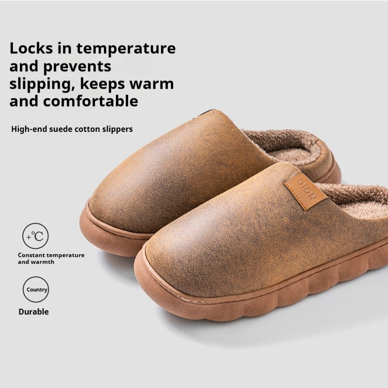 Men's Home Slippers Winter Warm Fleece Shoes Indoor Bedroom Floor Plush Slippers For Women Couple foto 2