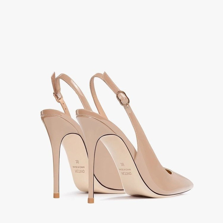 Nude Soft Leather Hollow Female Ankle-strap High Heels foto 2