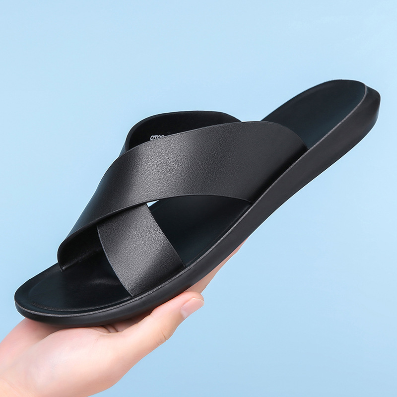 Men's Leather Summer Casual Slippers foto 3