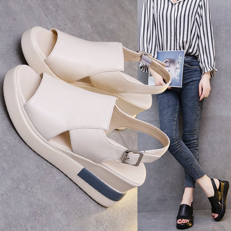 Women's Platform Wedge Shoes - Fishmouth Style Summer Sandals