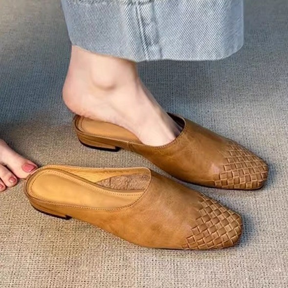 Retro Woven Closed-toe Half Slippers Women's foto 5