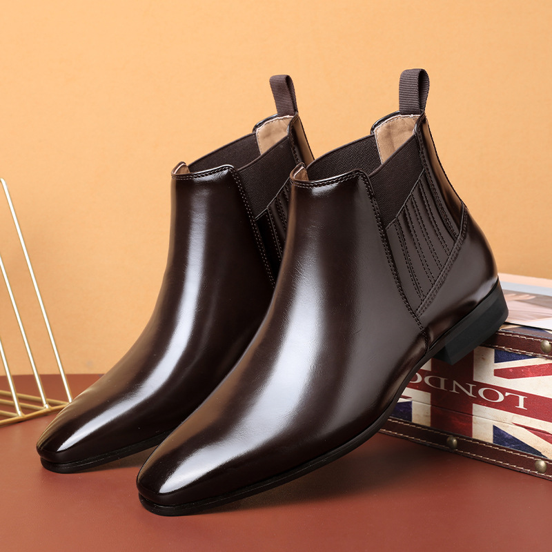 Men's Pointed Toe Simple High-top Martin Boots foto 3