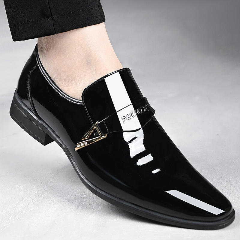 Leather Men's Classic Casual Leather Shoes Pointed Toe All-matching British Style Leather Shoes Wear-resistant foto 4