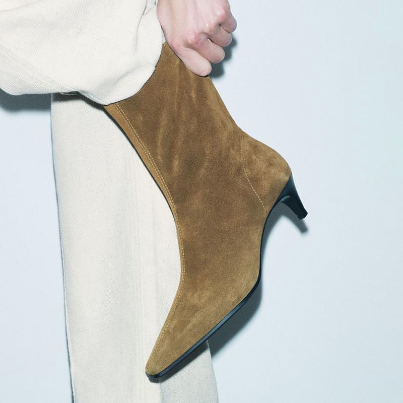 Square Toe High Heel Middle Boots Side Zipper Retro Kitten Heel Booties foto 3